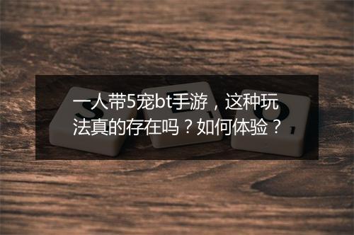 一人带5宠bt手游，这种玩法真的存在吗？如何体验？