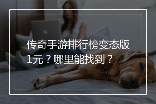 传奇手游排行榜变态版1元？哪里能找到？