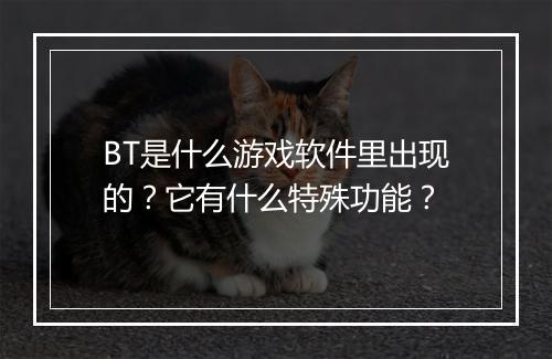 BT是什么游戏软件里出现的？它有什么特殊功能？