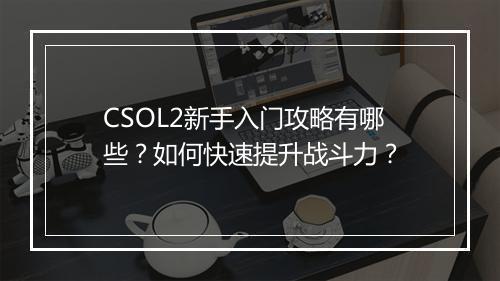 CSOL2新手入门攻略有哪些？如何快速提升战斗力？