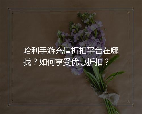 哈利手游充值折扣平台在哪找？如何享受优惠折扣？