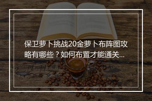 保卫萝卜挑战20金萝卜布阵图攻略有哪些？如何布置才能通关？