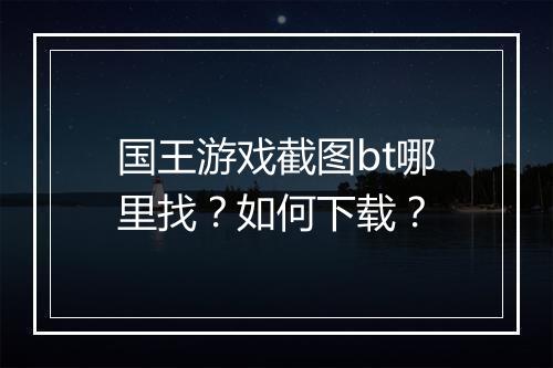 国王游戏截图bt哪里找？如何下载？