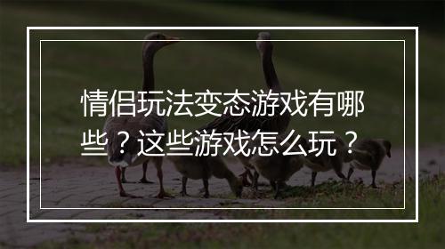情侣玩法变态游戏有哪些？这些游戏怎么玩？