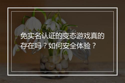 免实名认证的变态游戏真的存在吗?如何安全体验?