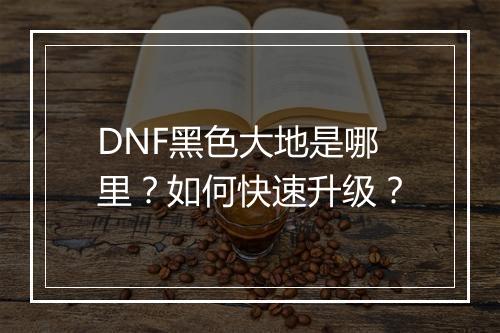 DNF黑色大地是哪里？如何快速升级？