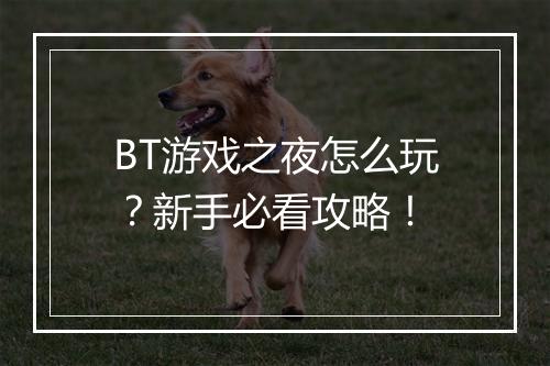 BT游戏之夜怎么玩？新手必看攻略！
