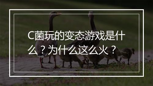 C菌玩的变态游戏是什么？为什么这么火？
