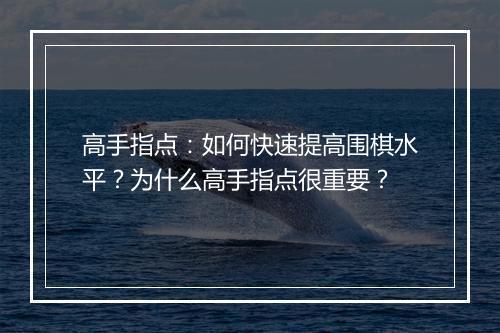 高手指点:如何快速提高围棋水平?为什么高手指点很重要?