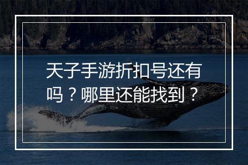 天子手游折扣号还有吗?哪里还能找到?