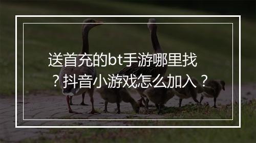 送首充的bt手游哪里找？抖音小游戏怎么加入？