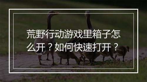 荒野行动游戏里箱子怎么开？如何快速打开？