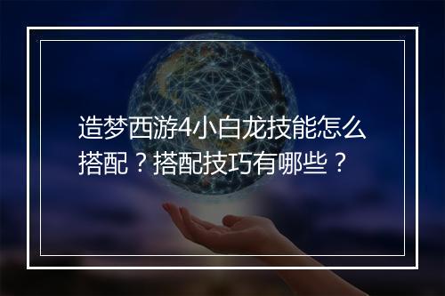 造梦西游4小白龙技能怎么搭配?搭配技巧有哪些?