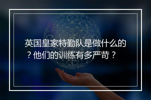 英国皇家特勤队是做什么的?他们的训练有多严苛?