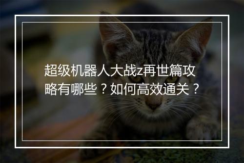 超级机器人大战z再世篇攻略有哪些?如何高效通关?