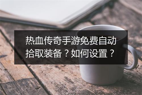 热血传奇手游免费自动拾取装备？如何设置？