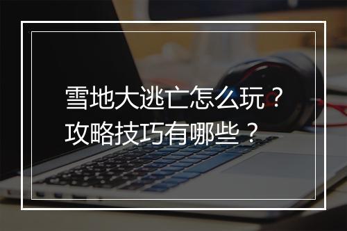 雪地大逃亡怎么玩?攻略技巧有哪些?