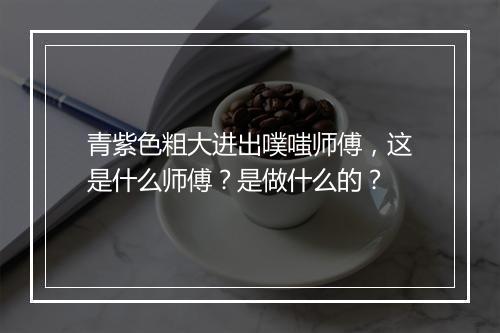 青紫色粗大进出噗嗤师傅,这是什么师傅?是做什么的?
