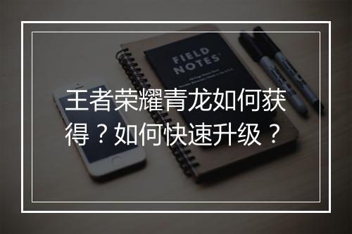 王者荣耀青龙如何获得?如何快速升级?