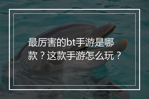 最厉害的bt手游是哪款?这款手游怎么玩?