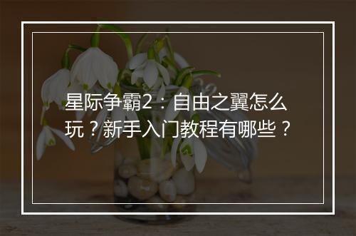 星际争霸2：自由之翼怎么玩？新手入门教程有哪些？