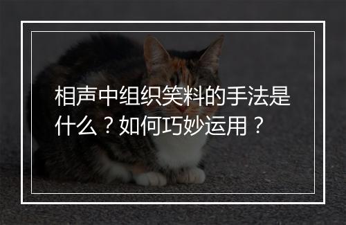 相声中组织笑料的手法是什么？如何巧妙运用？