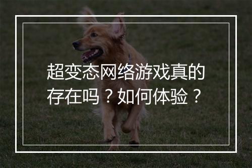 超变态网络游戏真的存在吗？如何体验？