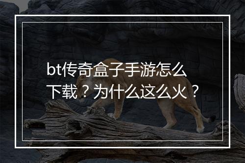 bt传奇盒子手游怎么下载？为什么这么火？