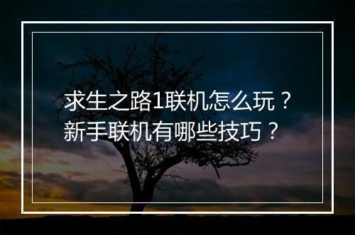 求生之路1联机怎么玩？新手联机有哪些技巧？