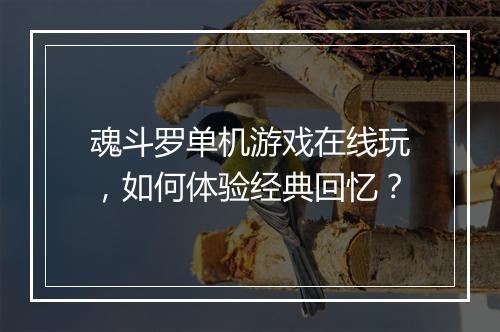 魂斗罗单机游戏在线玩,如何体验经典回忆?