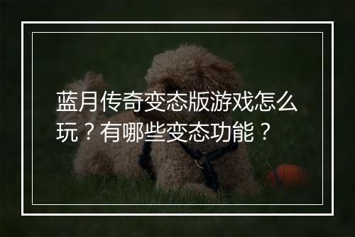 蓝月传奇变态版游戏怎么玩？有哪些变态功能？