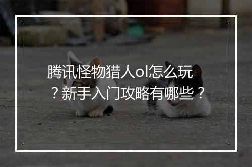 腾讯怪物猎人ol怎么玩?新手入门攻略有哪些?