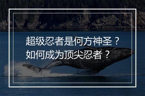 超级忍者是何方神圣？如何成为顶尖忍者？