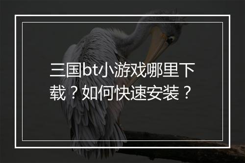 三国bt小游戏哪里下载?如何快速安装?