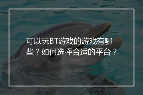 可以玩BT游戏的游戏有哪些?如何选择合适的平台?