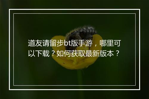 道友请留步bt版手游,哪里可以下载?如何获取最新版本?
