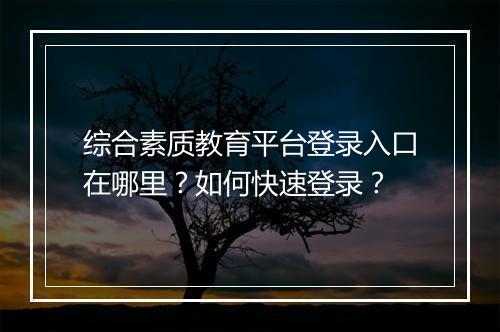 综合素质教育平台登录入口在哪里?如何快速登录?