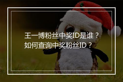 王一博粉丝中奖ID是谁？如何查询中奖粉丝ID？