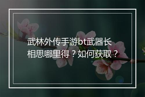 武林外传手游bt武器长相思哪里得?如何获取?