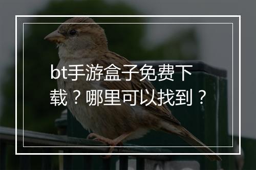 bt手游盒子免费下载?哪里可以找到?