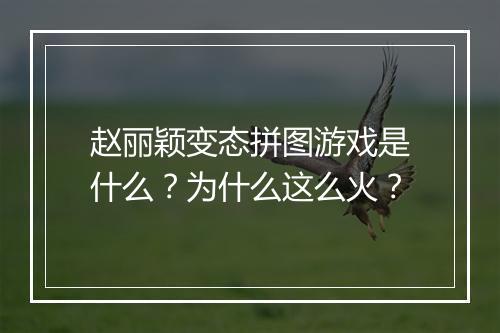 赵丽颖变态拼图游戏是什么？为什么这么火？