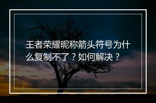王者荣耀昵称箭头符号为什么复制不了？如何解决？