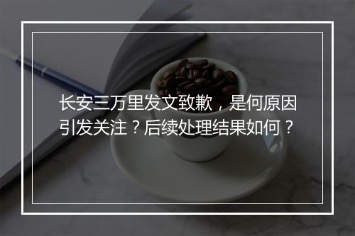 长安三万里发文致歉，是何原因引发关注？后续处理结果如何？