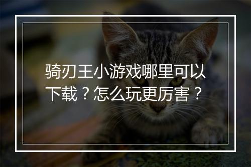 骑刃王小游戏哪里可以下载?怎么玩更厉害?