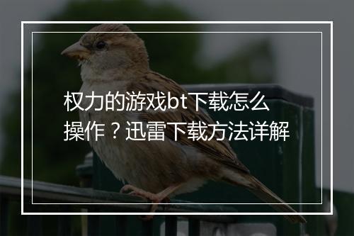 权力的游戏bt下载怎么操作？迅雷下载方法详解