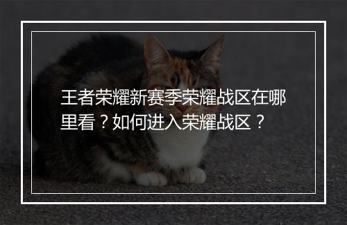 王者荣耀新赛季荣耀战区在哪里看？如何进入荣耀战区？