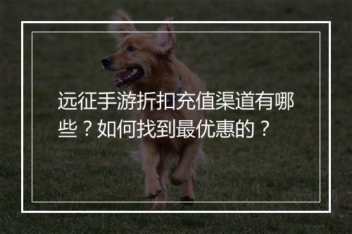 远征手游折扣充值渠道有哪些?如何找到最优惠的?