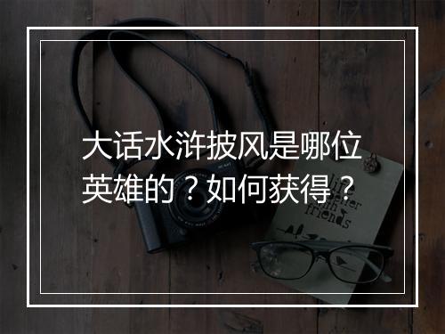 大话水浒披风是哪位英雄的？如何获得？