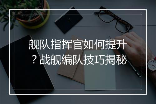 舰队指挥官如何提升？战舰编队技巧揭秘