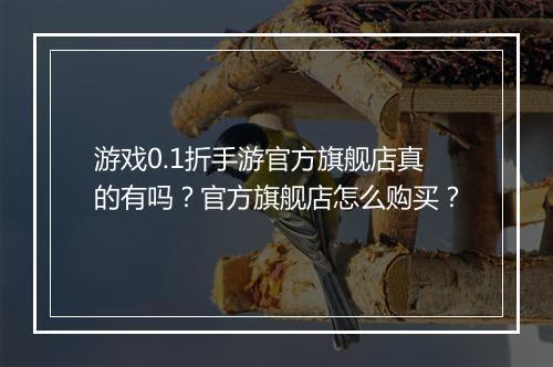 游戏0.1折手游官方旗舰店真的有吗?官方旗舰店怎么购买?